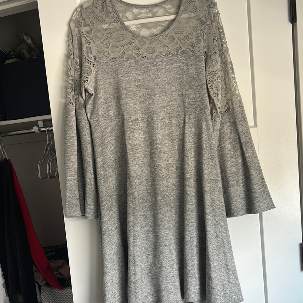 Elegant Gray Lace Dress